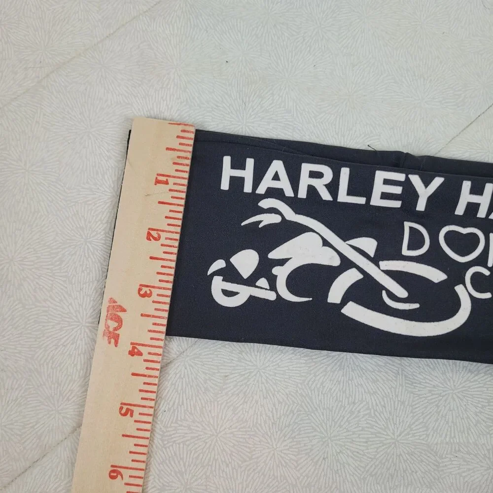 Black White Hair Band Stretchy Headband Headwrap Harley Hair Don't Care biker